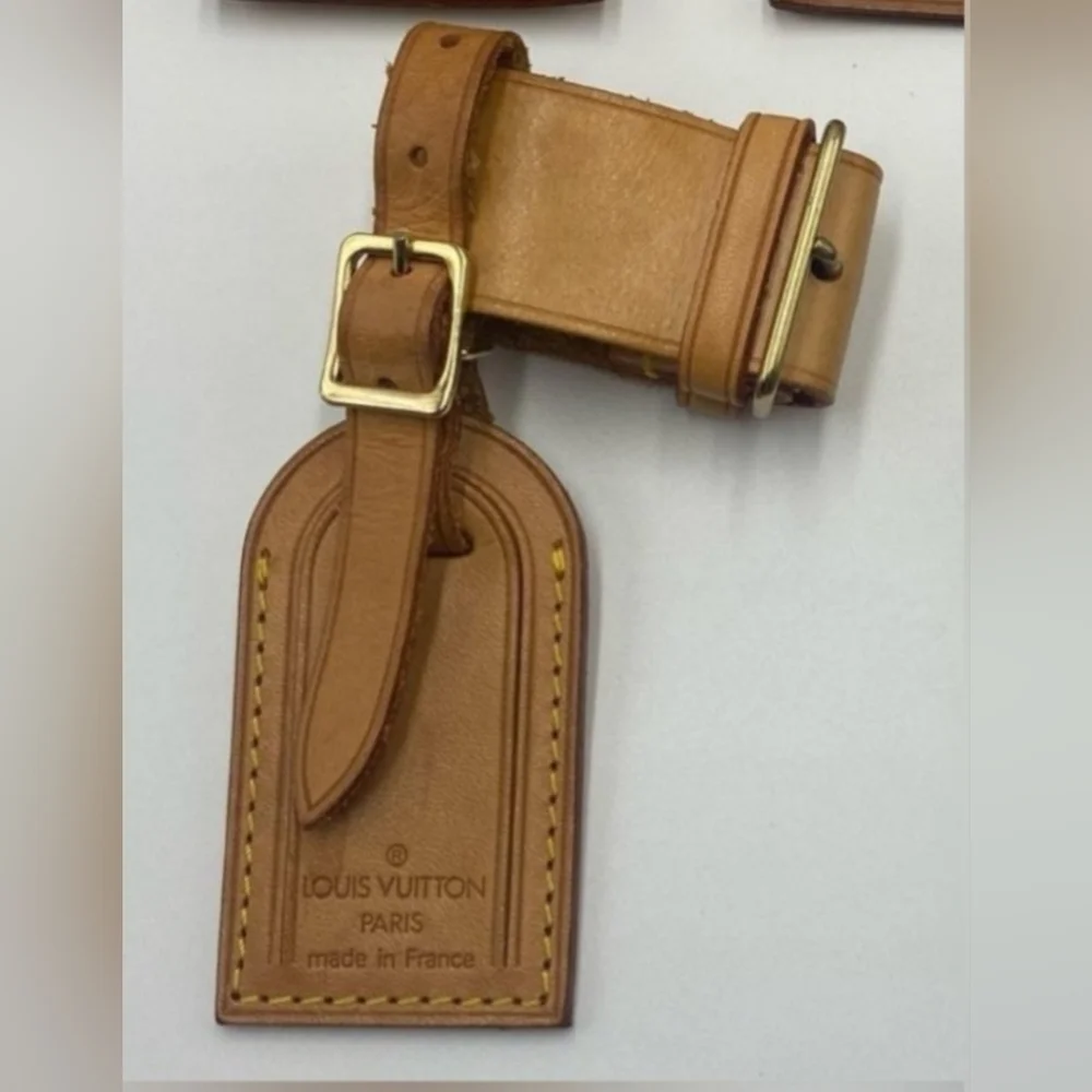 Lots Of Louis Vuitton Tan Leather Luggage Tags with Poignants 20 pcs Total OBO
